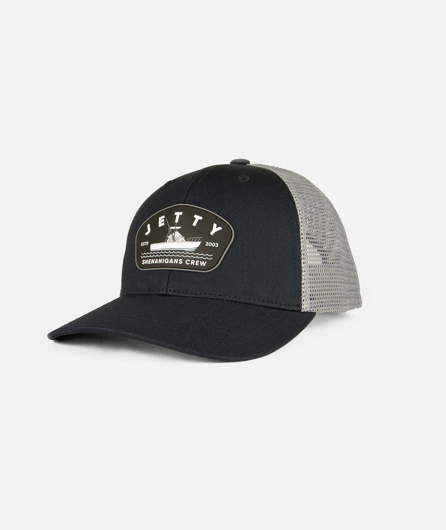 jetty shenanigans crew snapback trucker hat graphite front