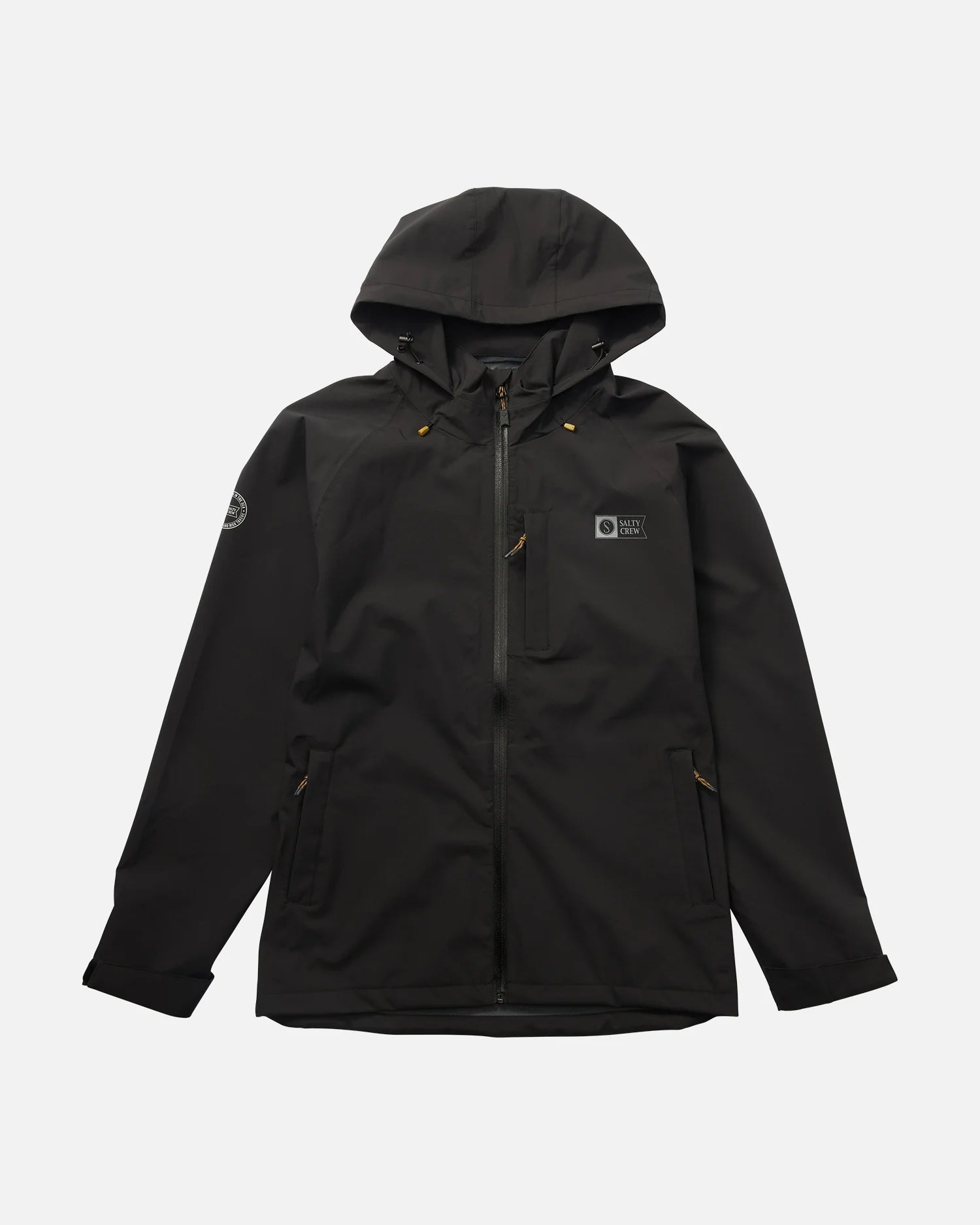 salty crew long range weatherproof water repellent jacket black front