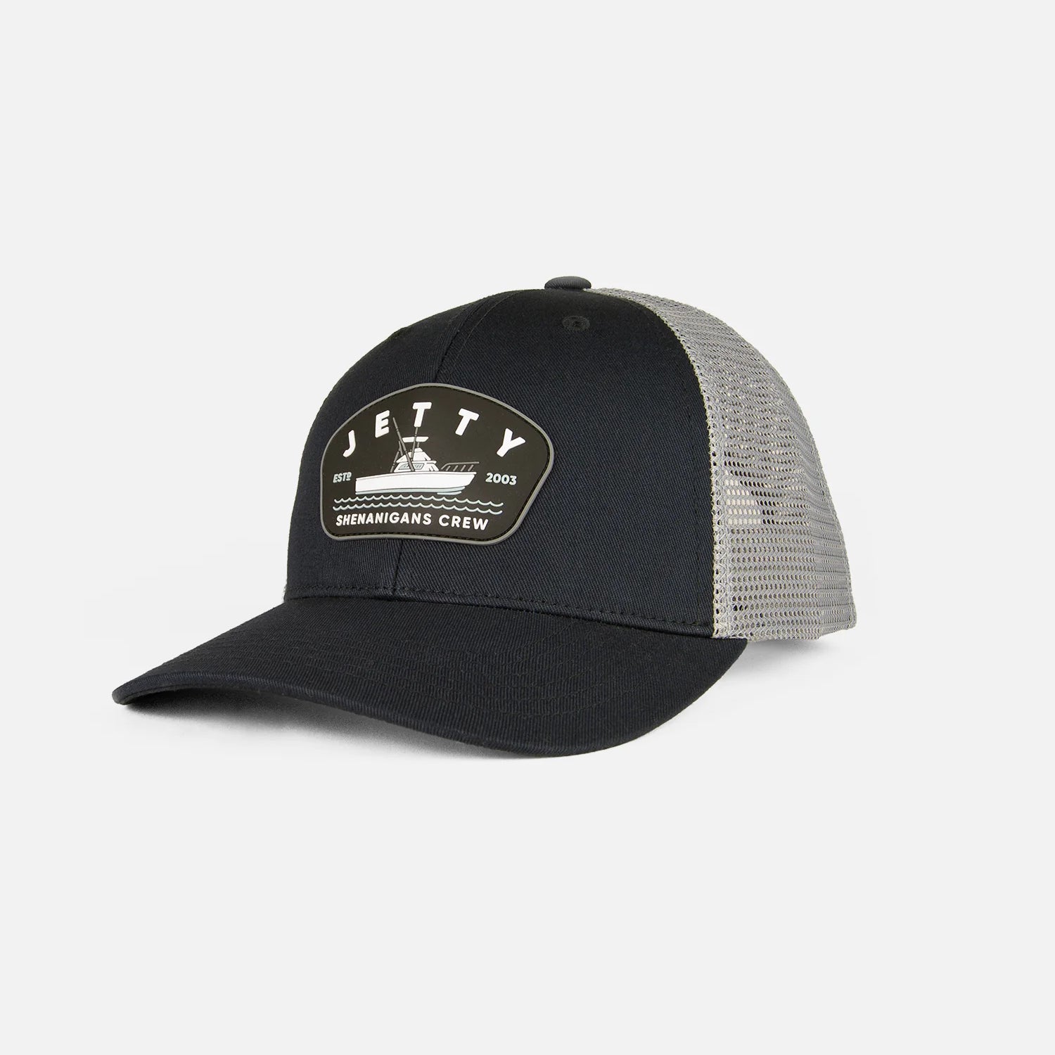 jetty shenanigans crew snapback trucker hat graphite front