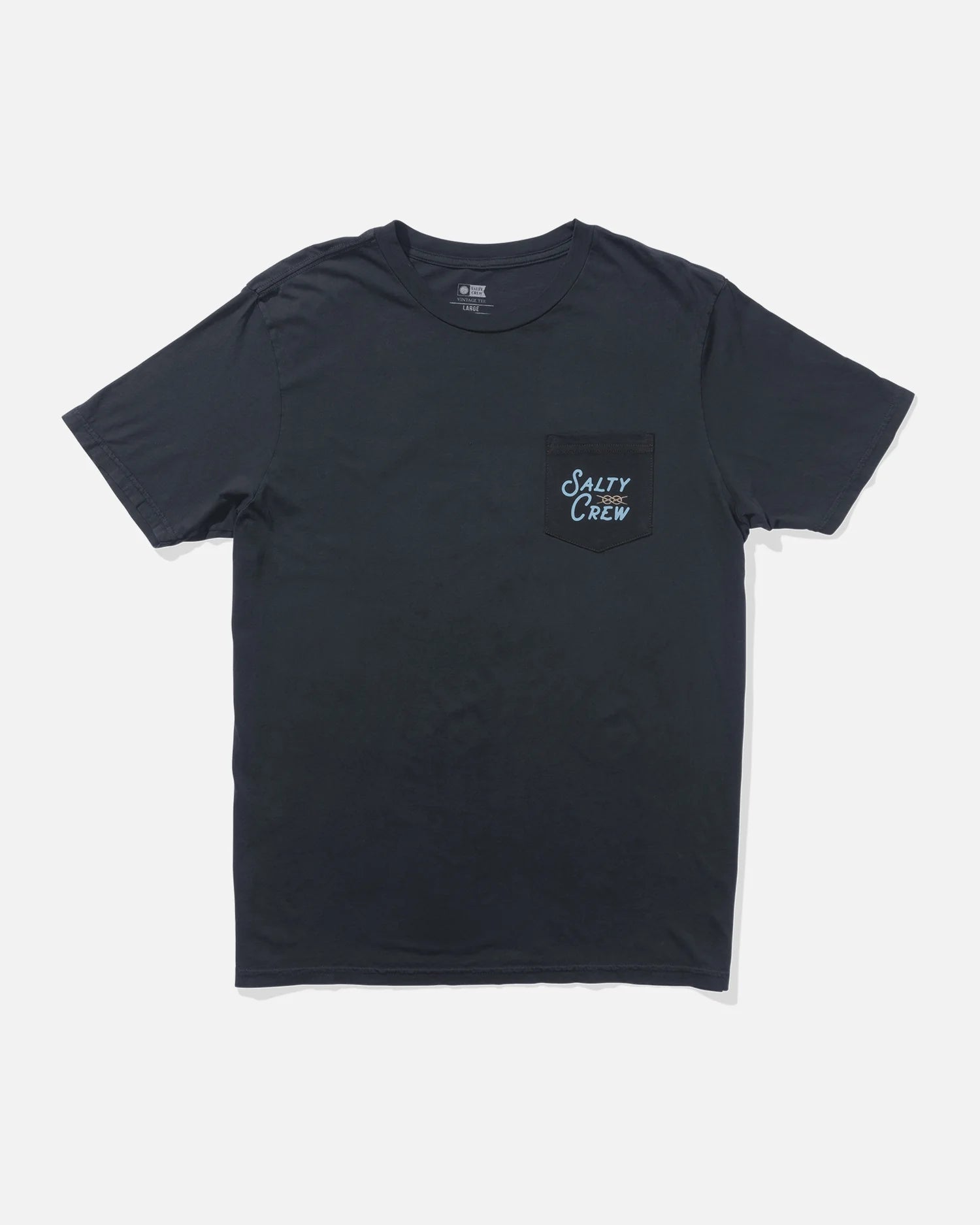 salty crew splice pocket t shirt vintage black front
