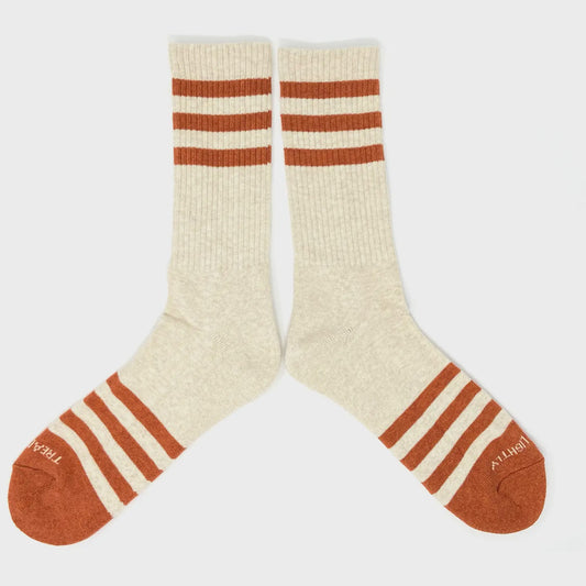 Heather Stripes Socks -Cream/Orange