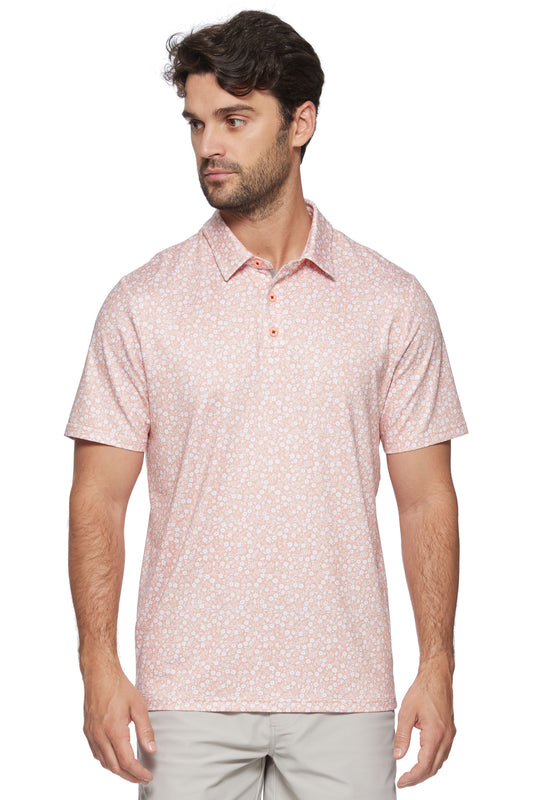 Cobbtown Floral Performance Polo - Coral