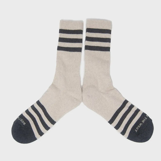 Heather Stripes Socks - Cream/Charcoal