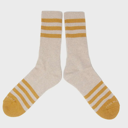 Heather Stripes Socks - Cream/Ochre